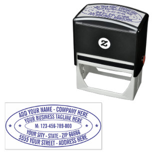 Custom Name Info Address Oval Self-inking Stamp