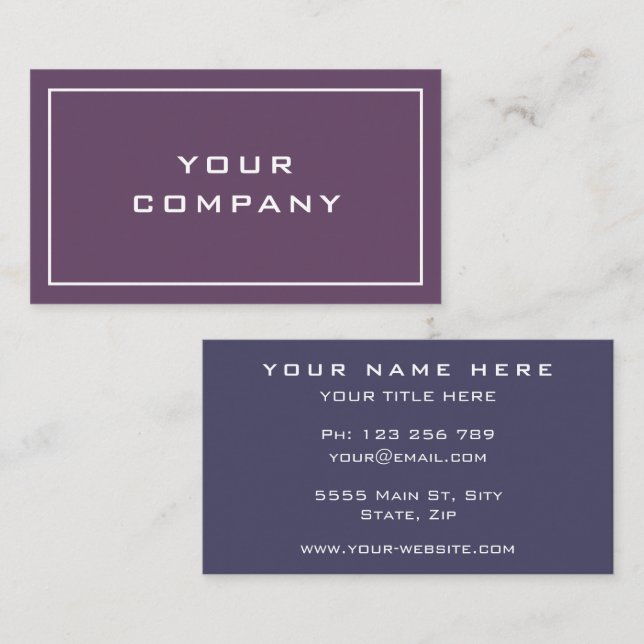 Custom Name Info Business Card - Choose Colours (Front/Back)