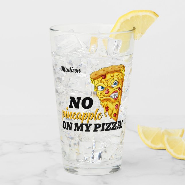 Custom Name & Ingredient Angry Pizza Glass (Back Ice)