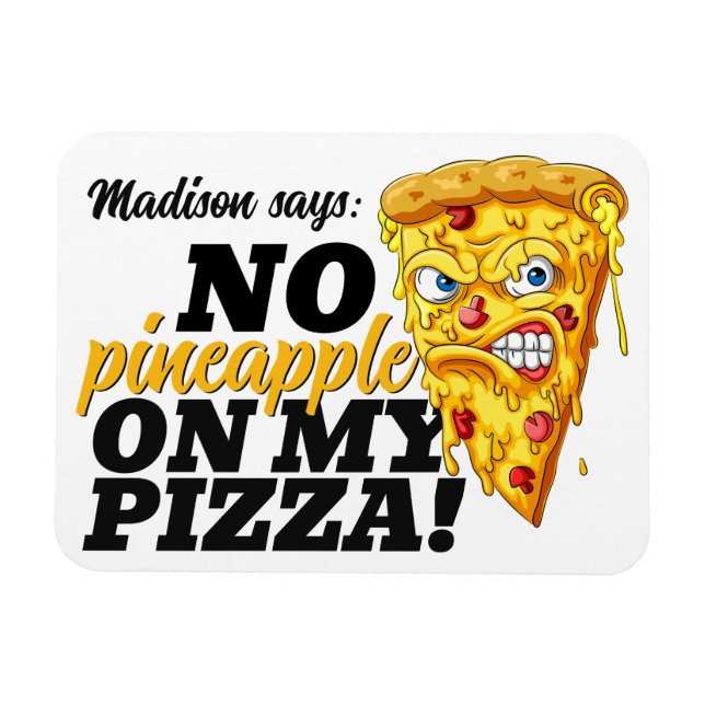 Custom Name & Ingredient Angry Pizza Magnet (Horizontal)