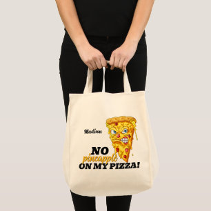 Custom Name & Ingredient Angry Pizza Tote Bag