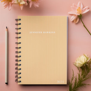 Custom Name Initial Beige Texture 2024 Weekly  Planner