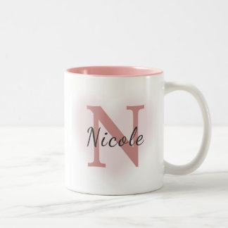 Custom Name &Initial Elegant Dusty Rose Pink Mug