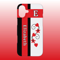 Custom name initial flowers hearts red