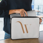 Custom Name Initial l Clean Beige & Brown Script  Laptop Sleeve<br><div class="desc">These designs often feature personalised monograms that use the individual's initials or name,  making it a unique product. The natural wood colours used in the designs are also eye-catching and provide a fresh,  modern look.</div>