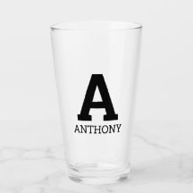 Custom name initial monogram letter tumbler glass
