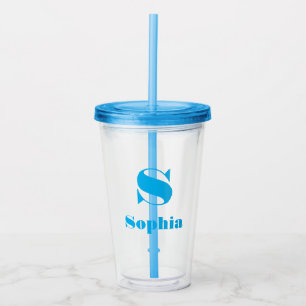 Custom Name Initial Solid Colour  Acrylic Tumbler