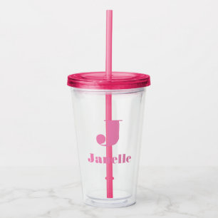 Custom Name Initial Solid Colour Acrylic Tumbler