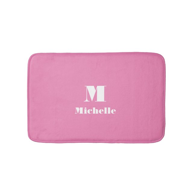 Custom Name Initial Solid Colour  Bath Mat (Front)