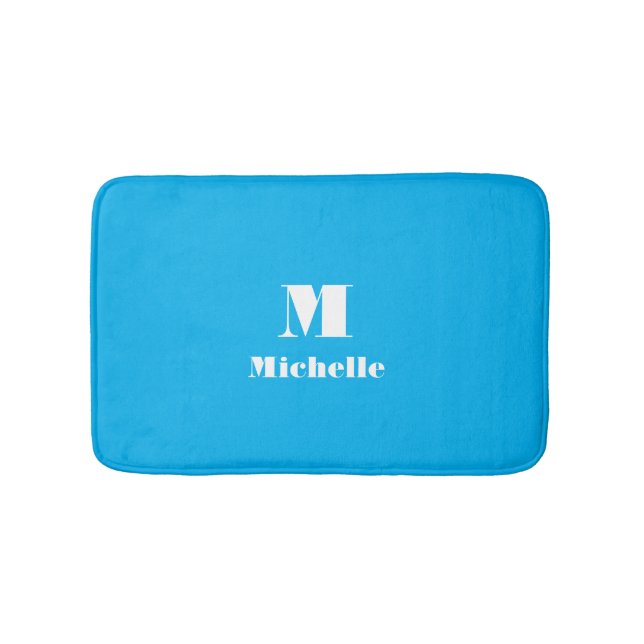 Custom Name Initial Solid Colour  Bath Mat (Front)
