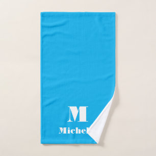 Custom Name Initial Solid Colour  Hand Towel