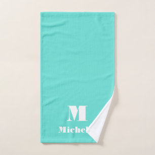 Custom Name Initial Solid Colour  Hand Towel