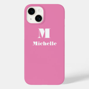 Custom Name Initial Solid Colour Pink Case-Mate iPhone 14 Case