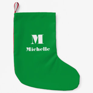 Custom Name Initial Solid Colour  Small Christmas Stocking