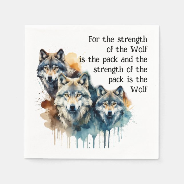 Custom Name Inspirational Wolf Quote Strength Pack Napkin (Front)