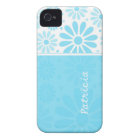 Custom Name iPhone 4 Case - Blue Floral Pattern