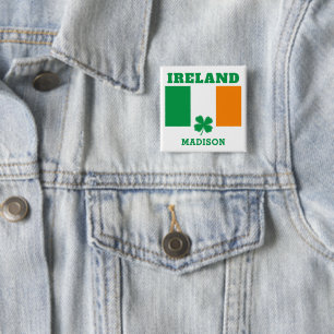 Custom Name Ireland 15 Cm Square Badge