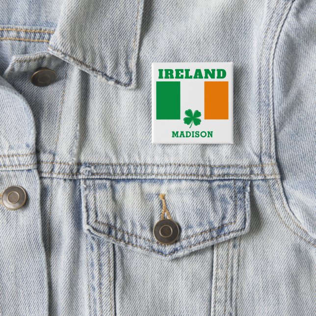 Custom Name Ireland 15 Cm Square Badge (In Situ)