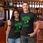 Custom Name Irish AF Drinking Team Black Green T-Shirt<br><div class="desc">St Paddy's Day Drinking Team T-shirt decorated with a shamrock and Irish AF.
Personalise it with your name.</div>