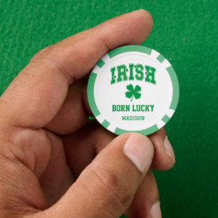 Custom Name Irish Born Lucky Poker Chips