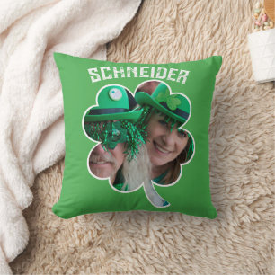 Custom Name Irish clover photo St Patricks Day Cushion