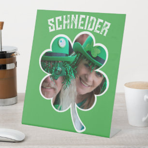 Custom Name Irish clover photo St Patricks Day Pedestal Sign
