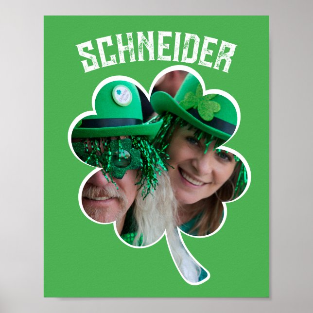 Custom Name Irish clover photo St Patricks Day Poster (Front)