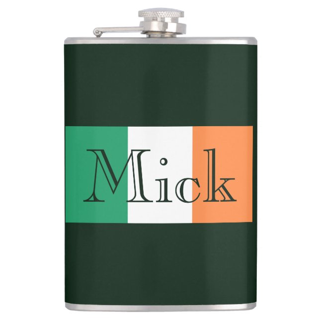 Custom Name Irish Flag flacnt Hip Flask (Front)