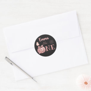 Custom Name is a Spooky One Cute Pinkoween Classic Round Sticker