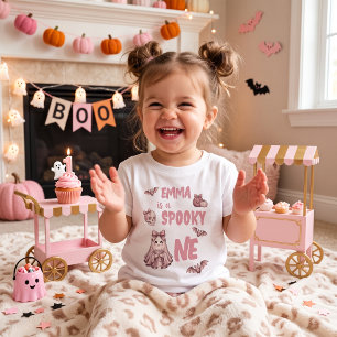 Custom Name is a Spooky One Pinkoween Girl Toddler T-Shirt
