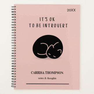 Custom Name It’s OK To Be Introvert Pink Cat Planner