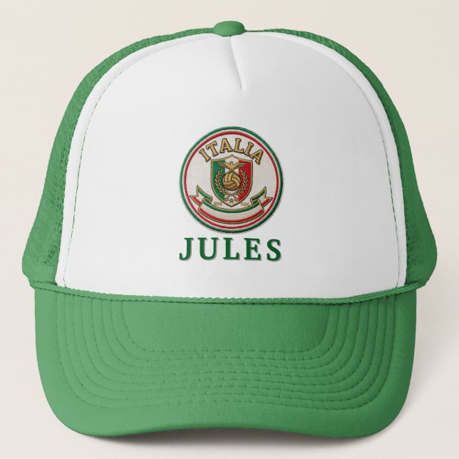Custom Name Italia Soccer Crest Personalised Name  Trucker Hat (Front)