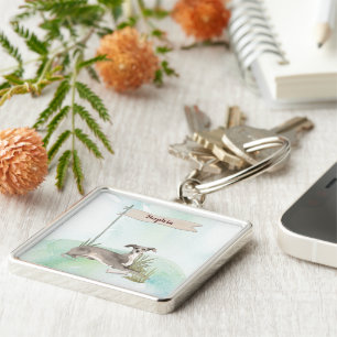 Custom Name Italian Greyhound Pet Dog Key Ring