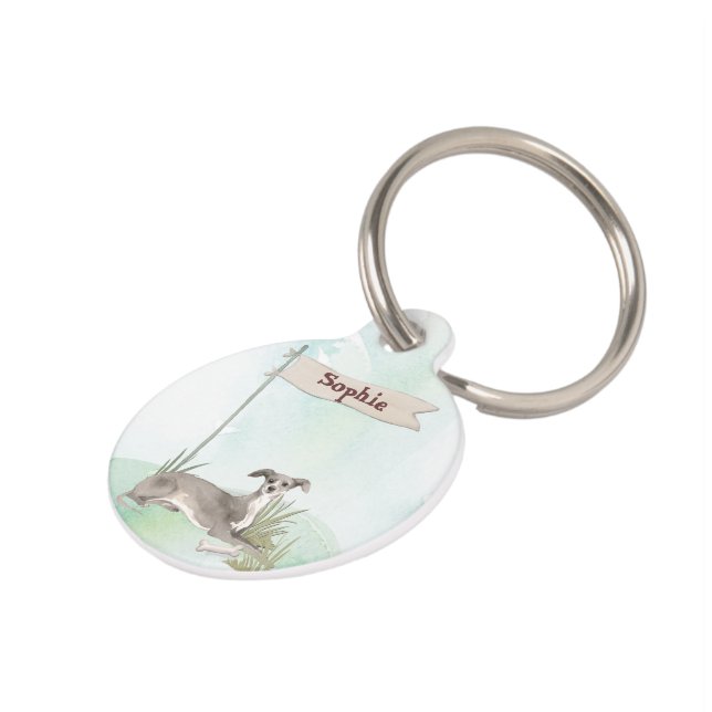 Custom Name Italian Greyhound Pet Dog Tag (Side)