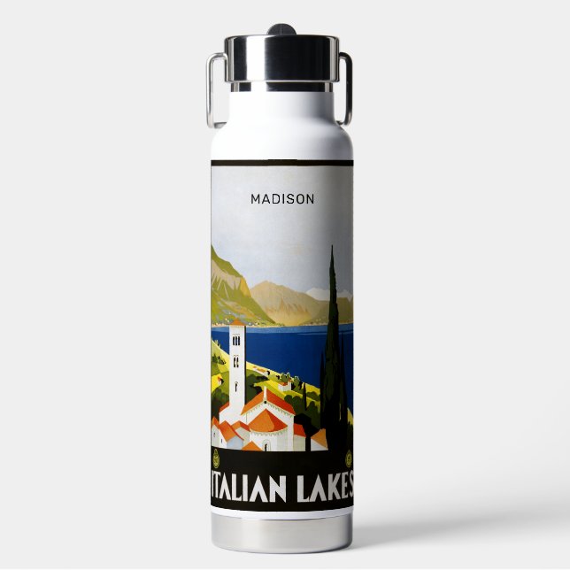 Custom Name Italian Lakes Water Bottle (Front)