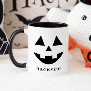 Custom Name Jack O Lantern Pumpkin Face Halloween Mug