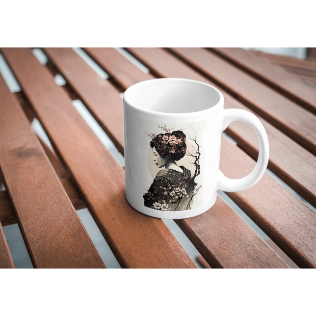Custom Name Japanese Geisha Sakura Floral -  Coffee Mug (Creator Uploaded)