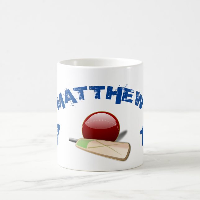 Custom Name & Jersey Number Cricket Coffee Mug (Center)