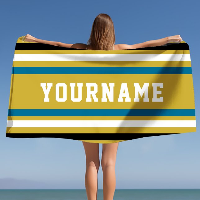 Custom Name Jersey Stripes  Beach Towel (Custom Name Jersey Stripes Beach Towel)
