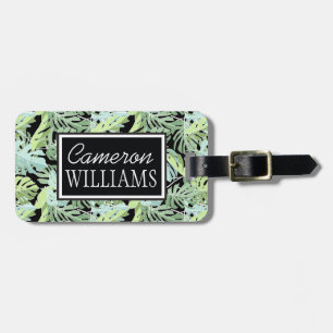 Custom Name Jungle Floral Pattern Luggage Tag