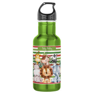 Custom Name Jungle Safari Animals Round Clock 532 Ml Water Bottle