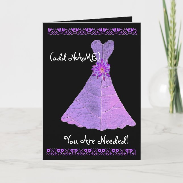 (Custom Name) Junior Bridesmaid Invite PURPLE Gown (Front)