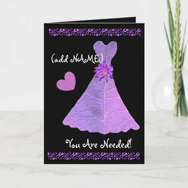 (Custom Name) JUNIOR BRIDESMAID PURPLE Gown 2 Invitation (Front)