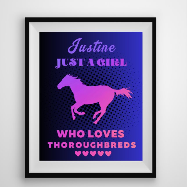 Custom Name Just a Girl Who Loves Thoroughbreds Poster (Creator Uploaded)