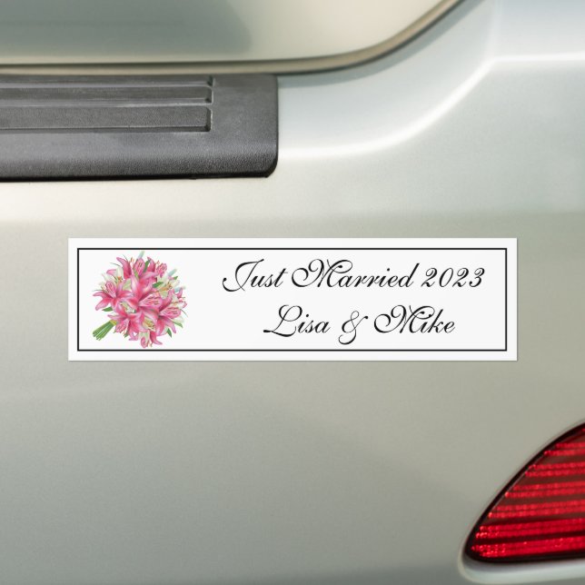 Custom Name Just Married Bumper Sticker (On Car)