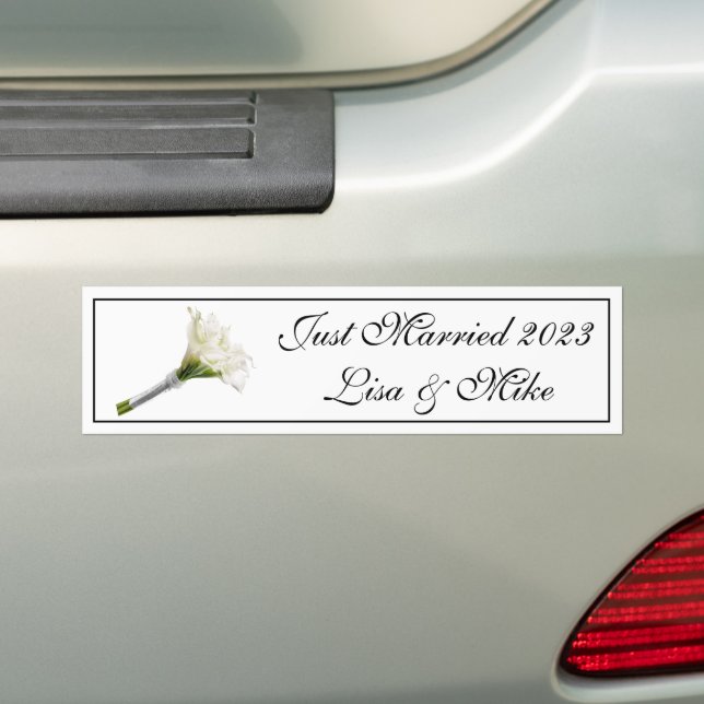 Custom Name Just Married Bumper Sticker (On Car)