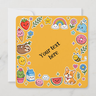 Custom Name Kawaii Sticker Frame Invitation