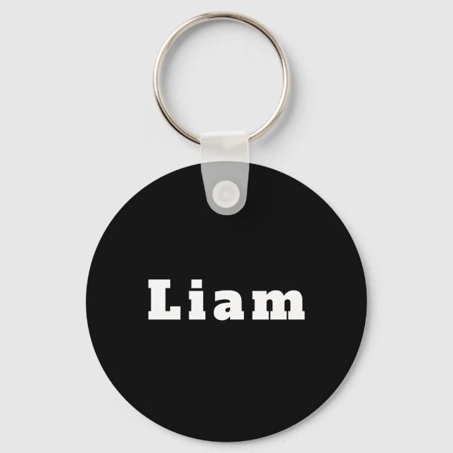 Custom Name Keychain black white - Liam (Front)