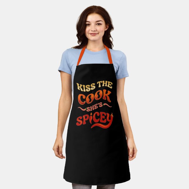 Custom Name Kiss the Chef Apron - Funny BBQ Grill  (Worn)
