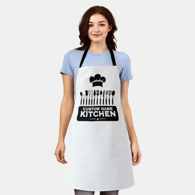 Custom Name Kitchen Chef Design Apron (Worn)